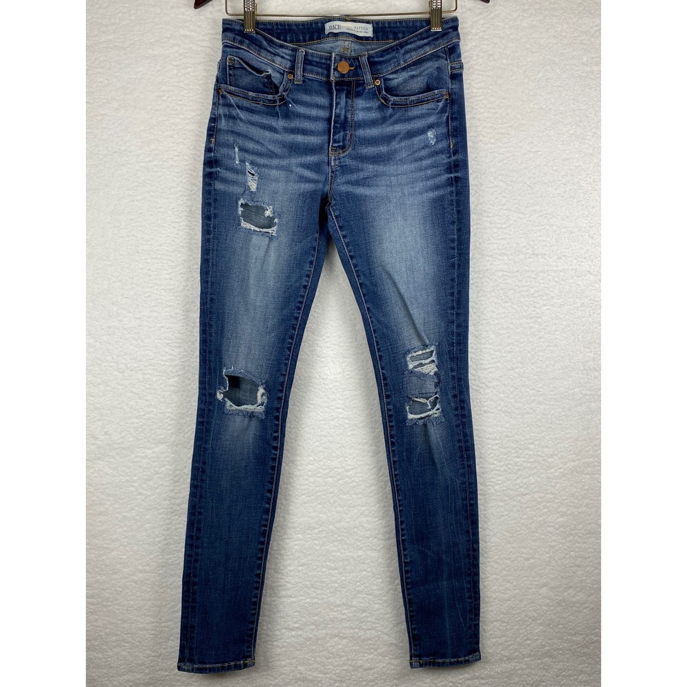 BKE Payton Women's Mid Rise Skinny Distressed Jeans Blue 28x31.5 ABK3237